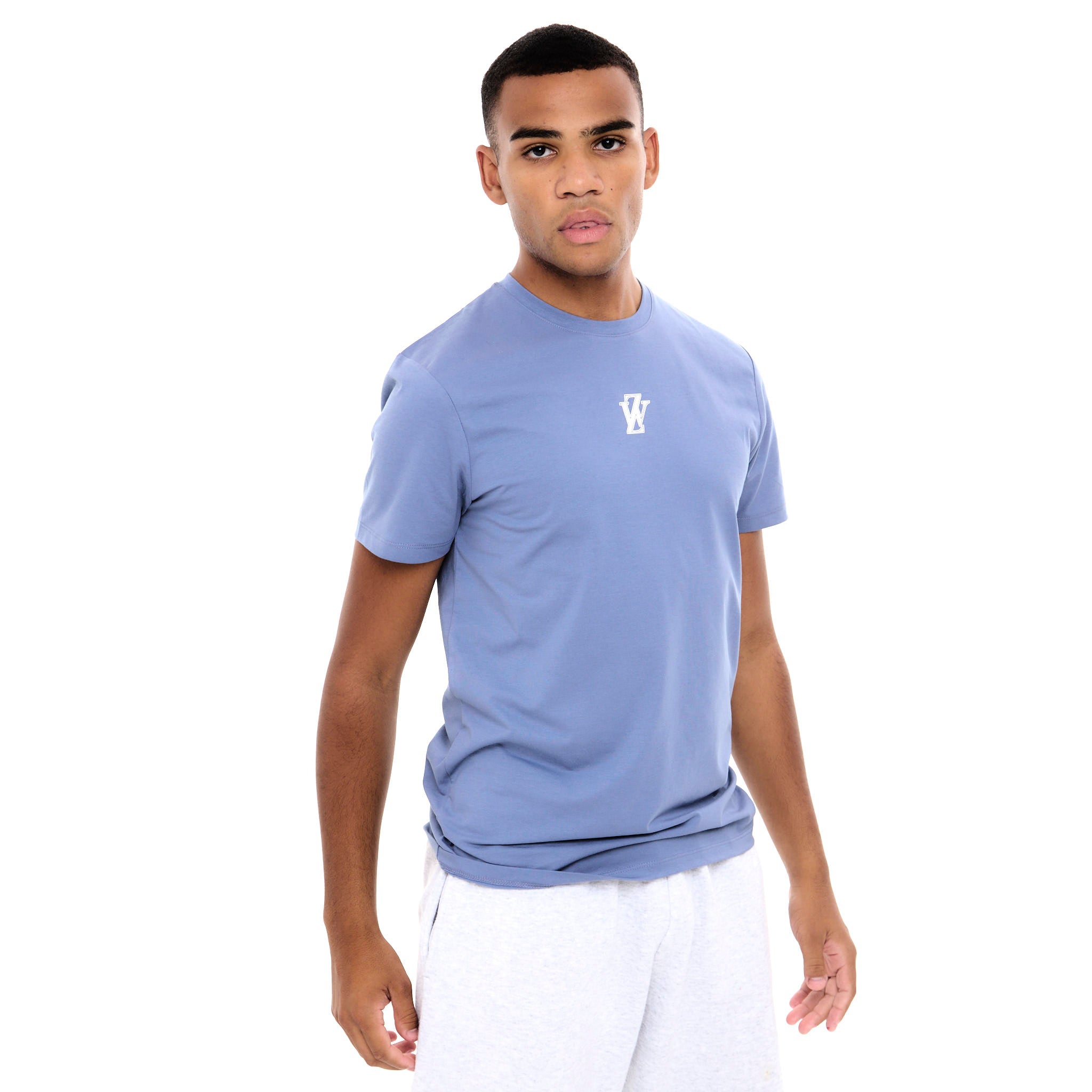 Zephyr Crest Mens T-Shirt | Steel Blue with White Trims