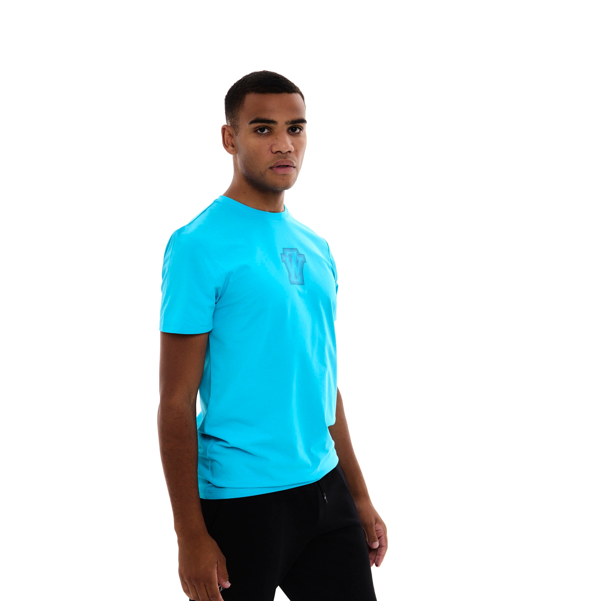 Zephyr Peak Mens T-Shirt | Brilliant Blue with Blue Trims