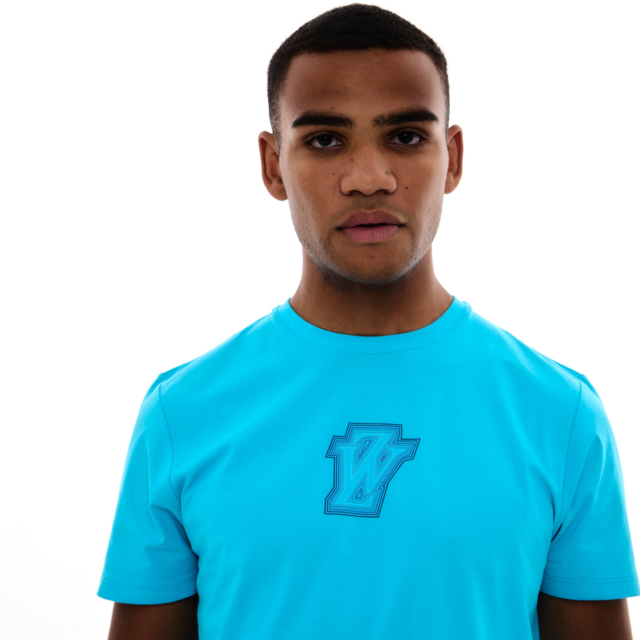Zephyr Peak Mens T-Shirt | Brilliant Blue with Blue Trims