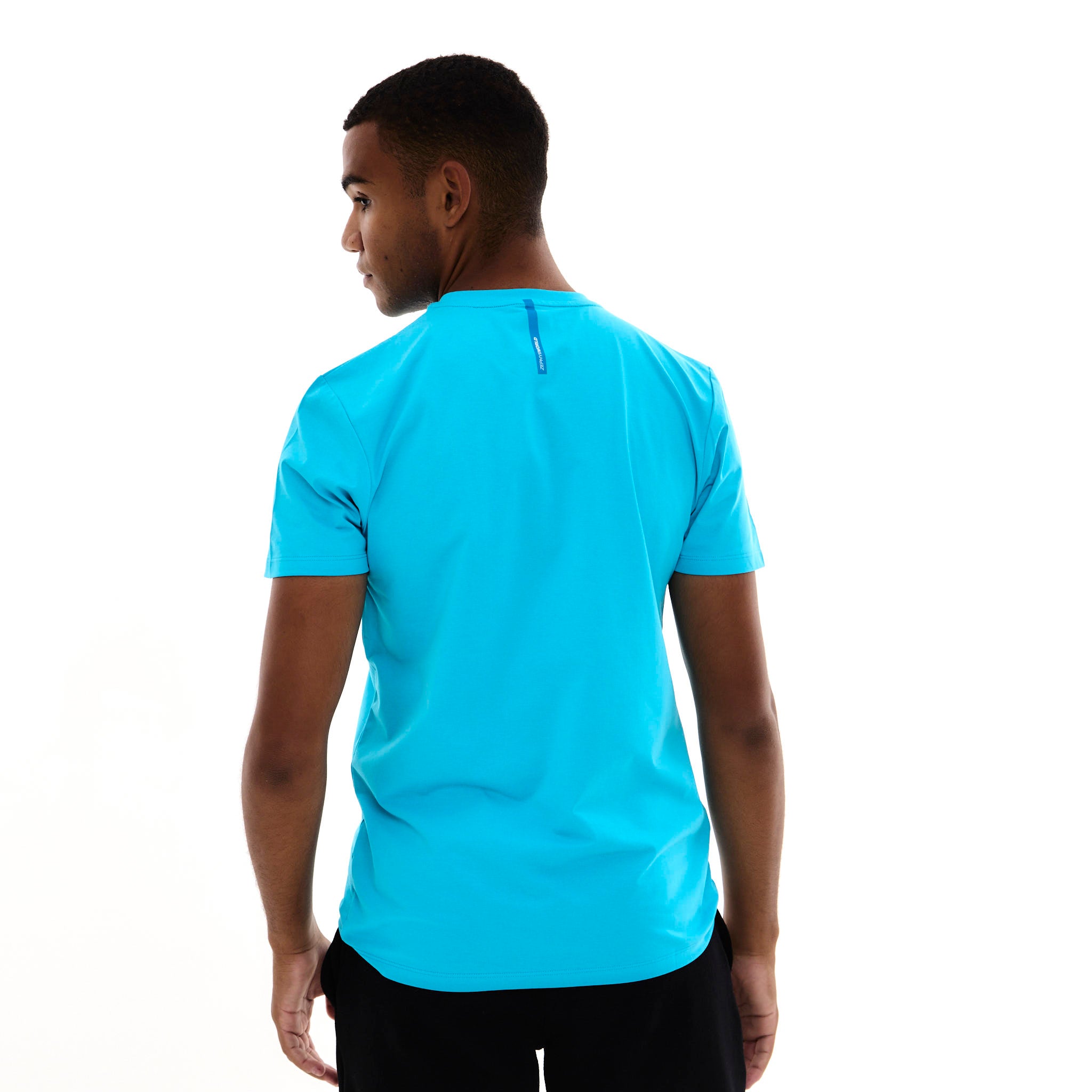 Zephyr Peak Mens T-Shirt | Brilliant Blue with Blue Trims