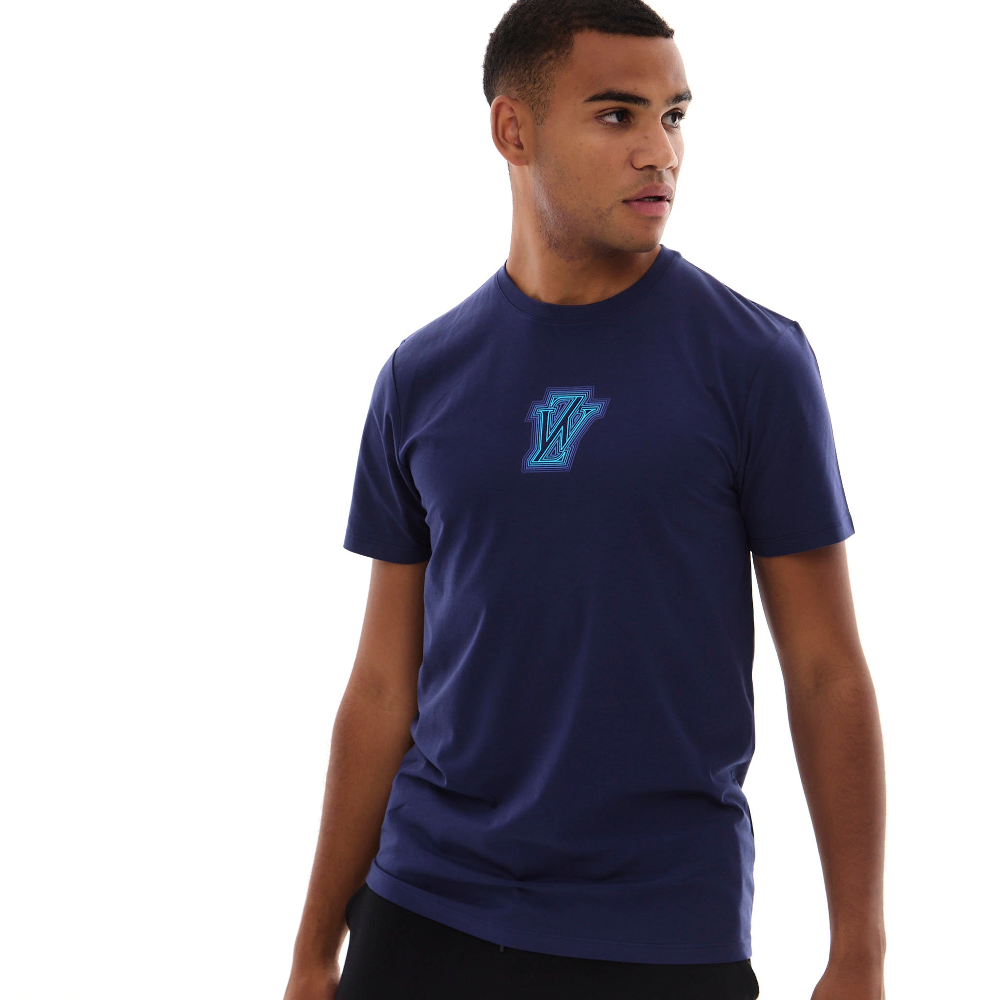 Zephyr Peak Mens T-Shirt | Navy Blue with Blue Trims