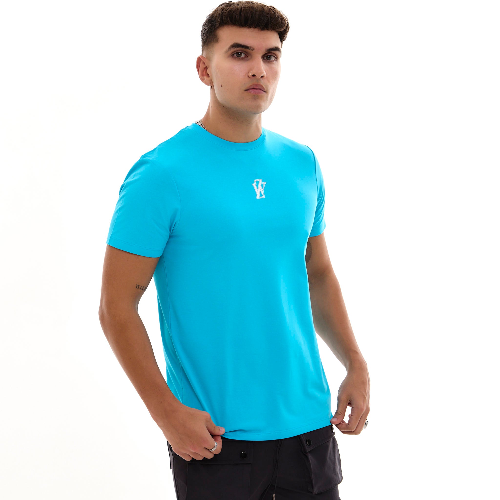 Zephyr Crest Mens T-Shirt | Brilliant Blue with White Trims