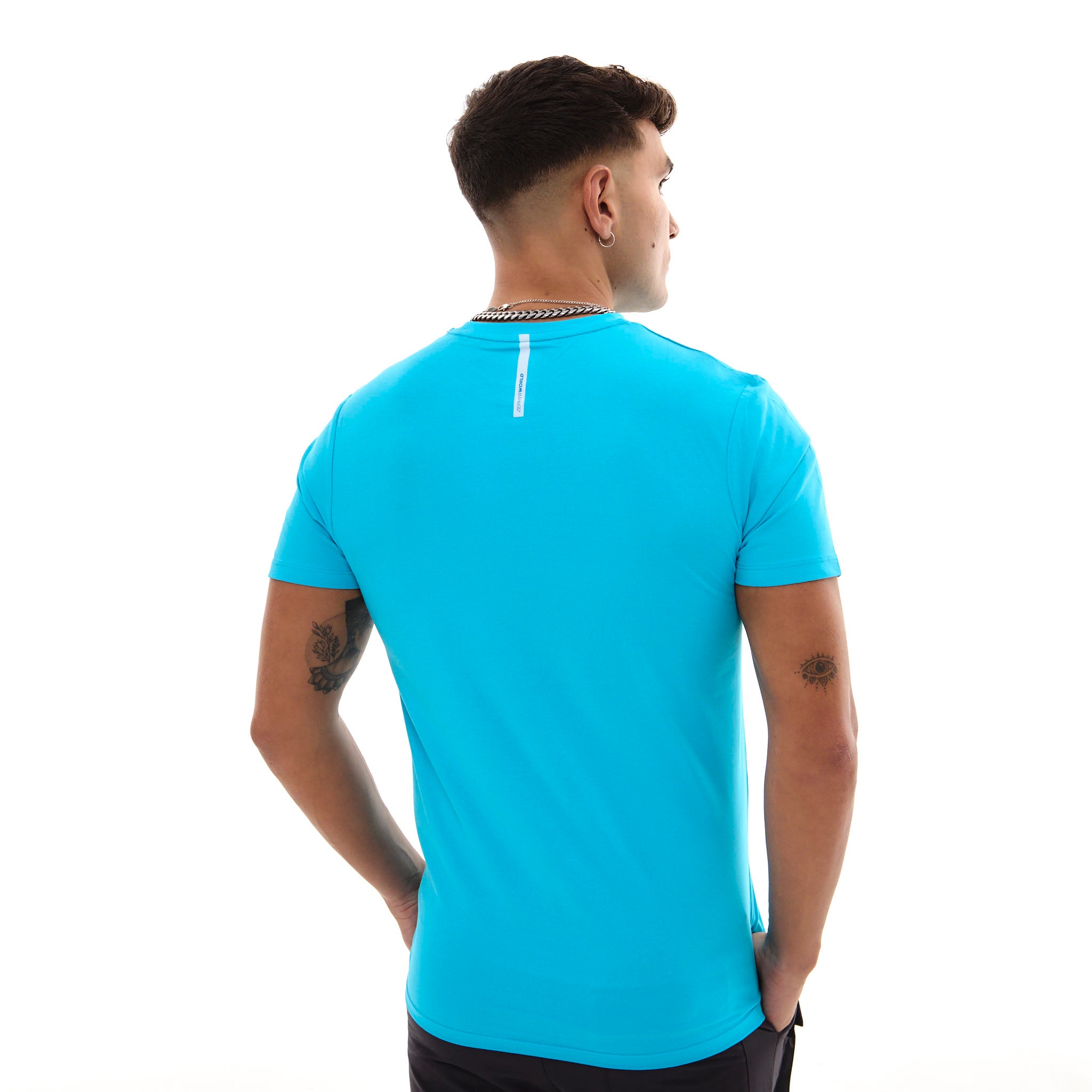 Zephyr Crest Mens T-Shirt | Brilliant Blue with White Trims