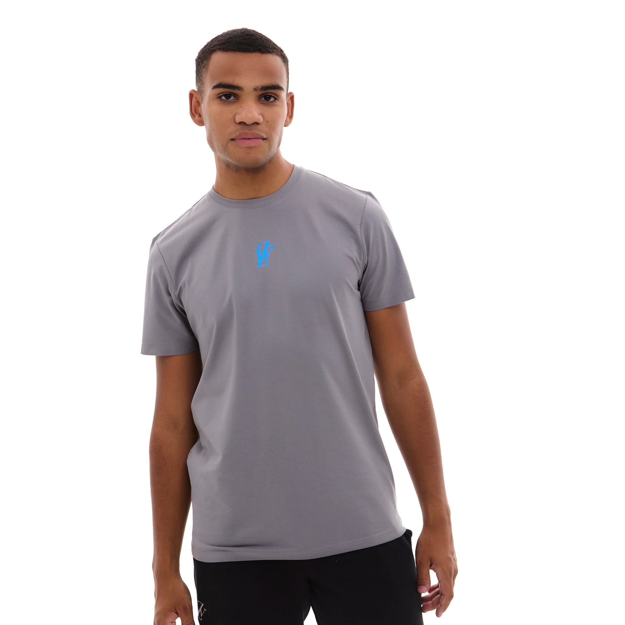 Zephyr Crest Mens T-Shirt | Charcoal with Blue Trims