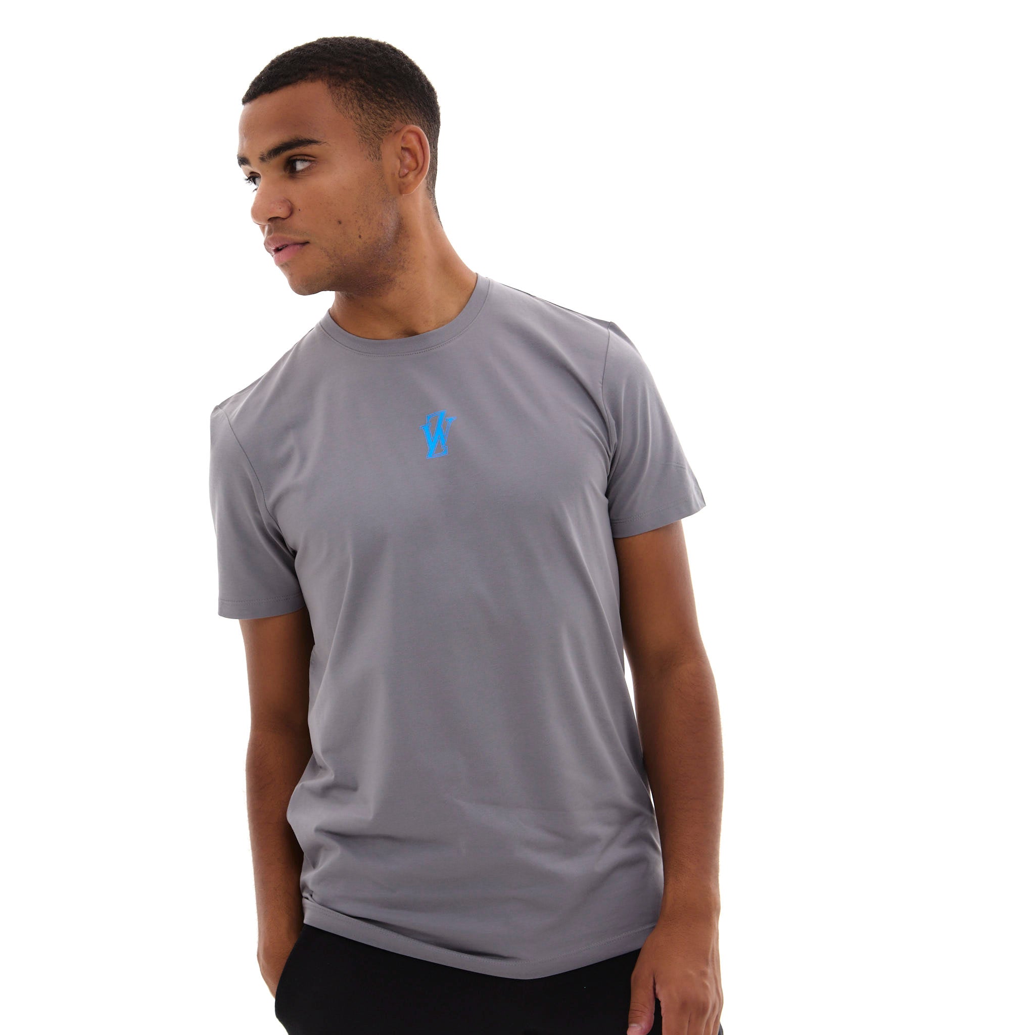 Zephyr Crest Mens T-Shirt | Charcoal with Blue Trims