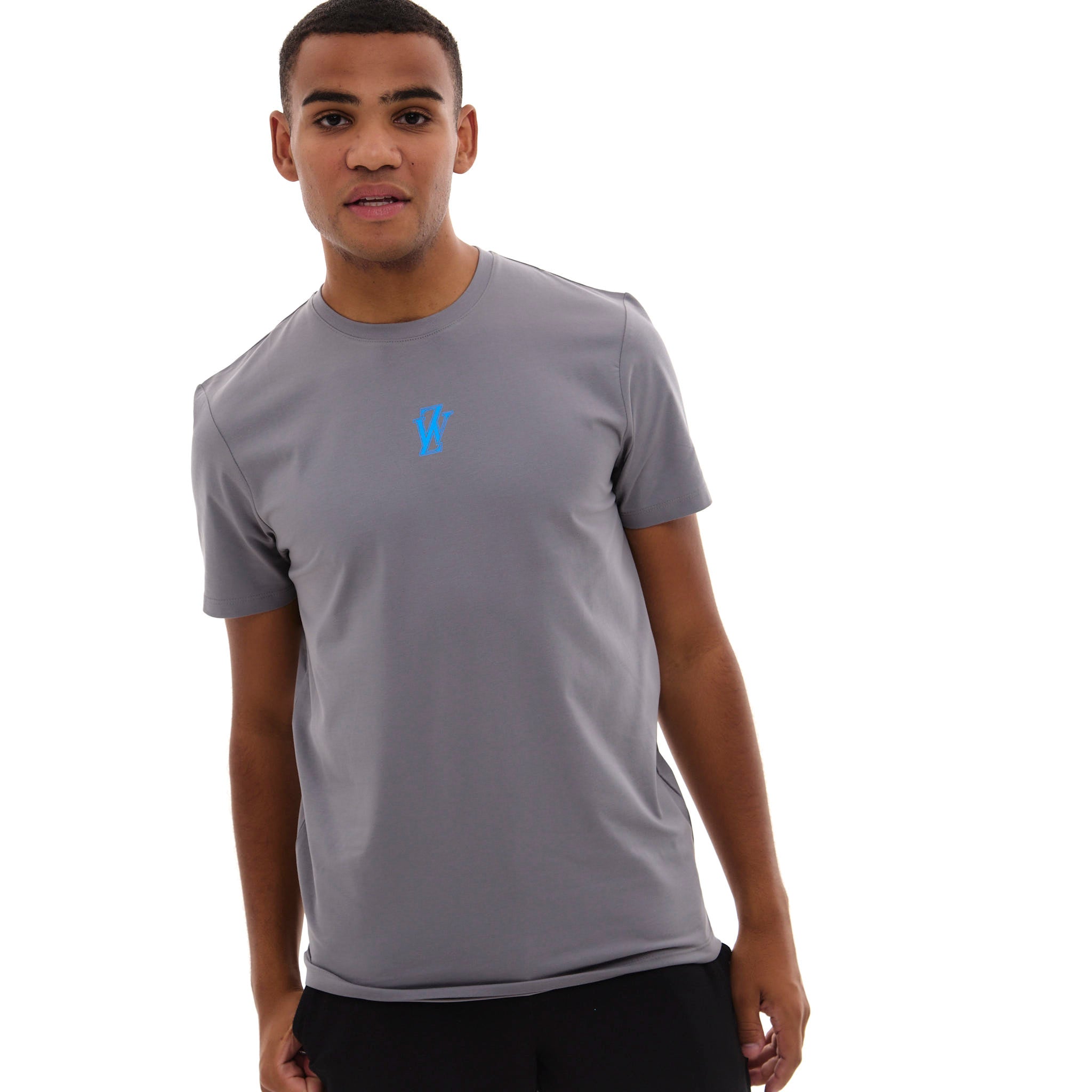 Zephyr Crest Mens T-Shirt | Charcoal with Blue Trims