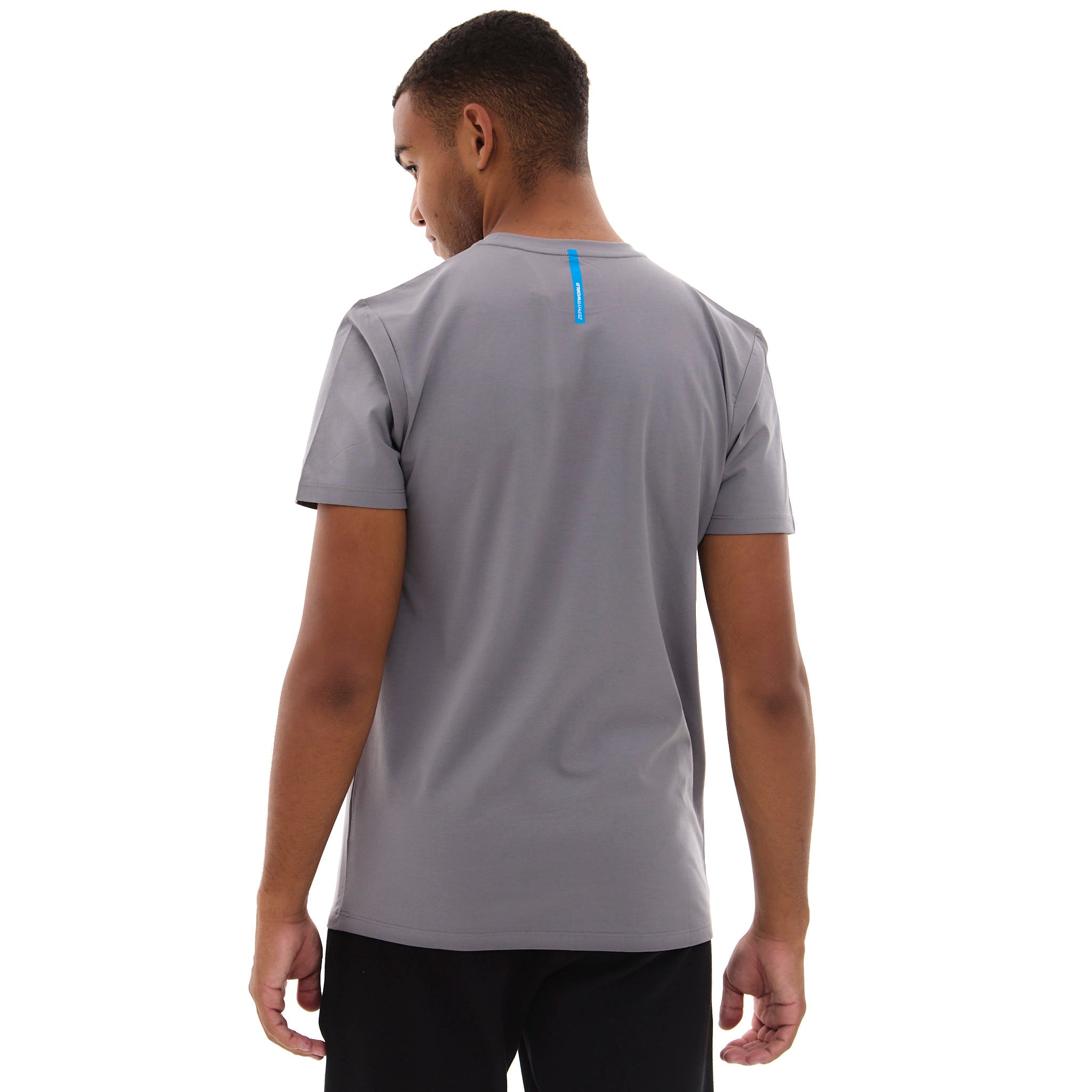 Zephyr Crest Mens T-Shirt | Charcoal with Blue Trims