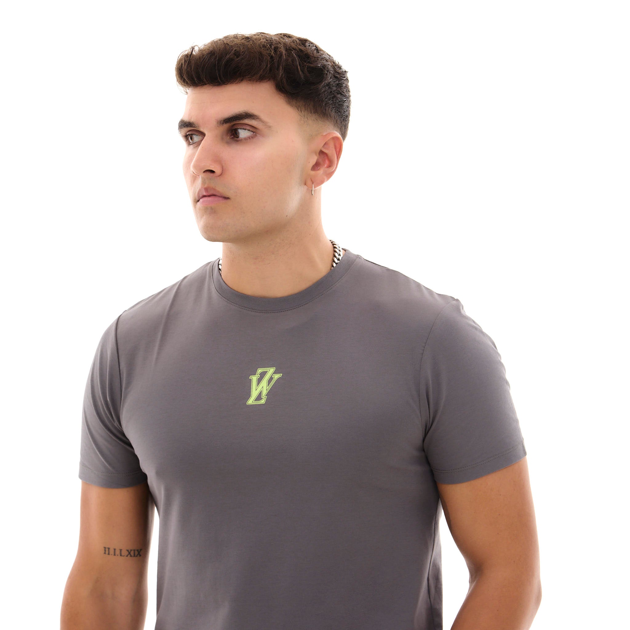Zephyr Crest Mens T-Shirt | Grey with Lime Trims