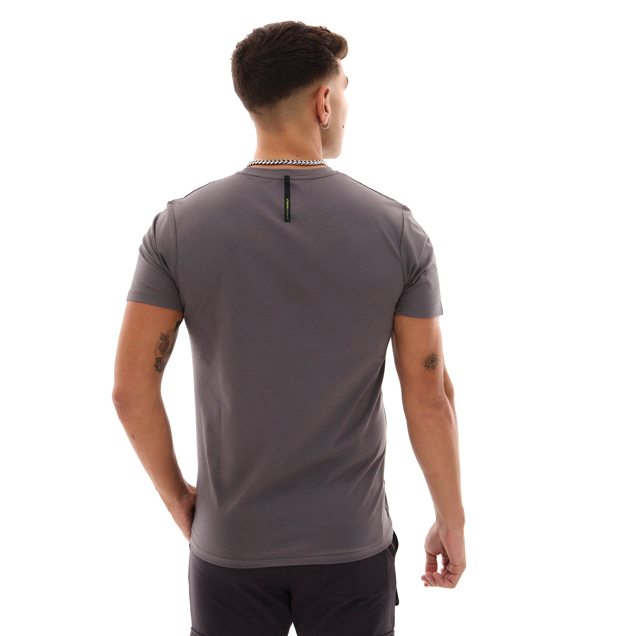 Zephyr Crest Mens T-Shirt | Grey with Lime Trims