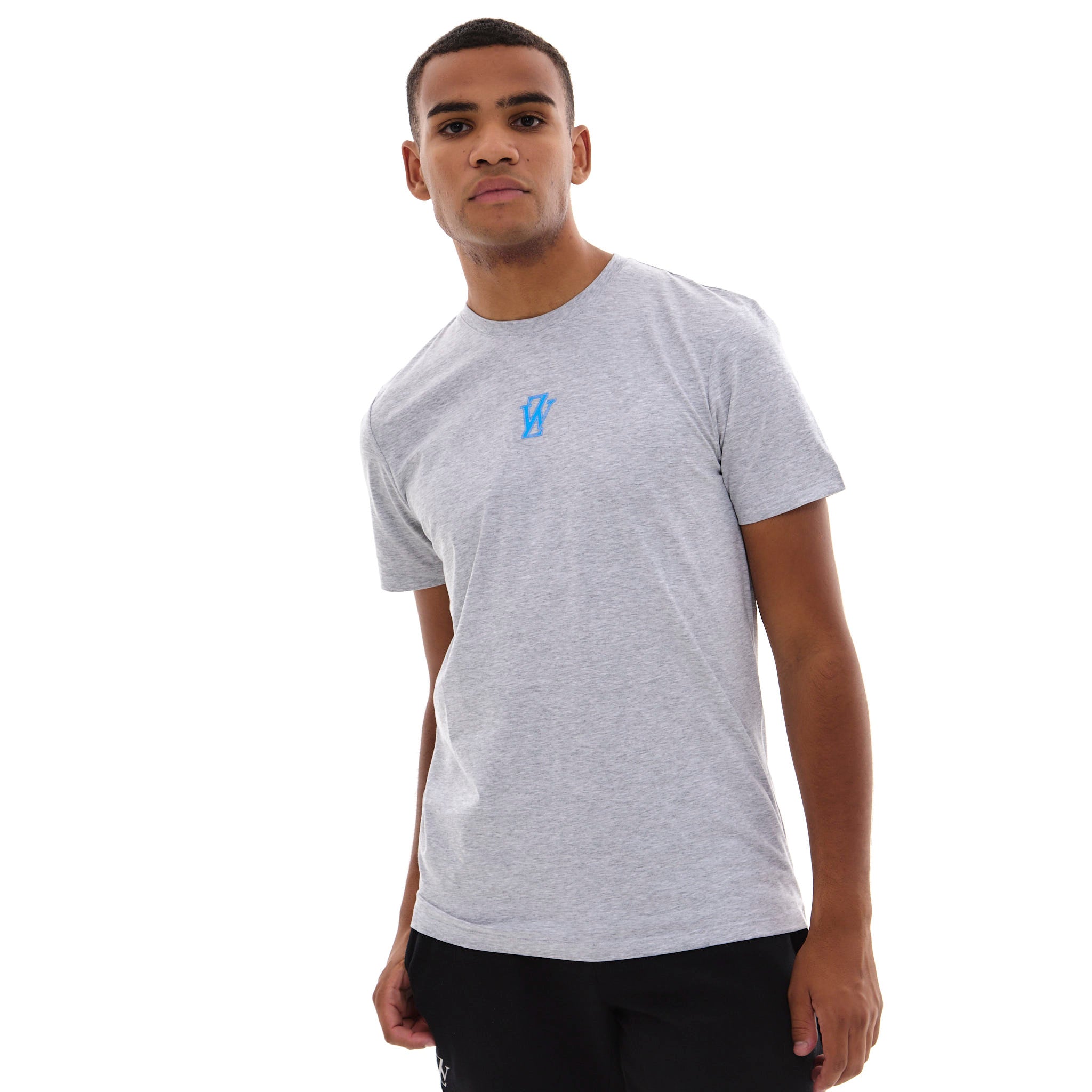 Zephyr Crest Mens T-Shirt | Grey Marl with Blue Trims