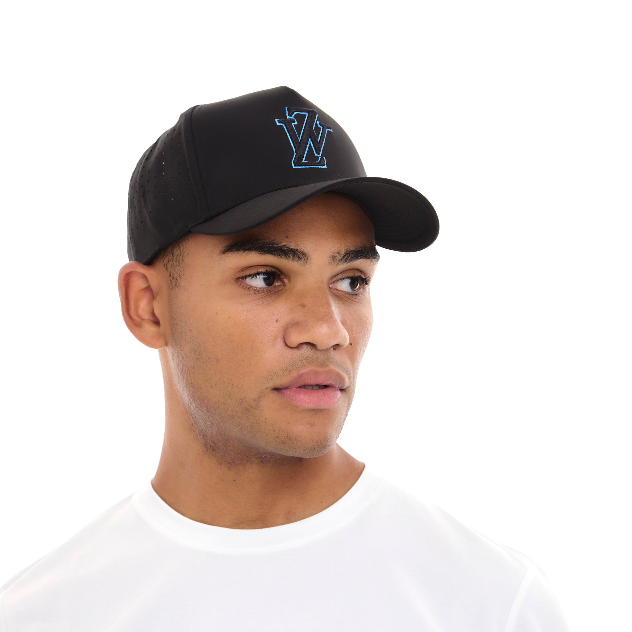 Zephyr World Laser Cap | Adjustable Snapback Black with Blue Trims