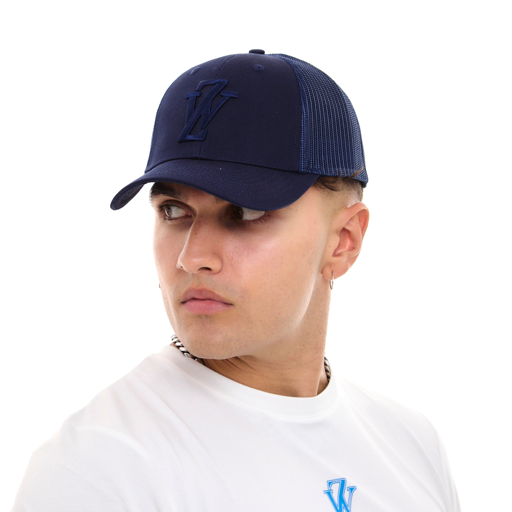 Zephyr World Trucker Cap | Blue with Blue Trims