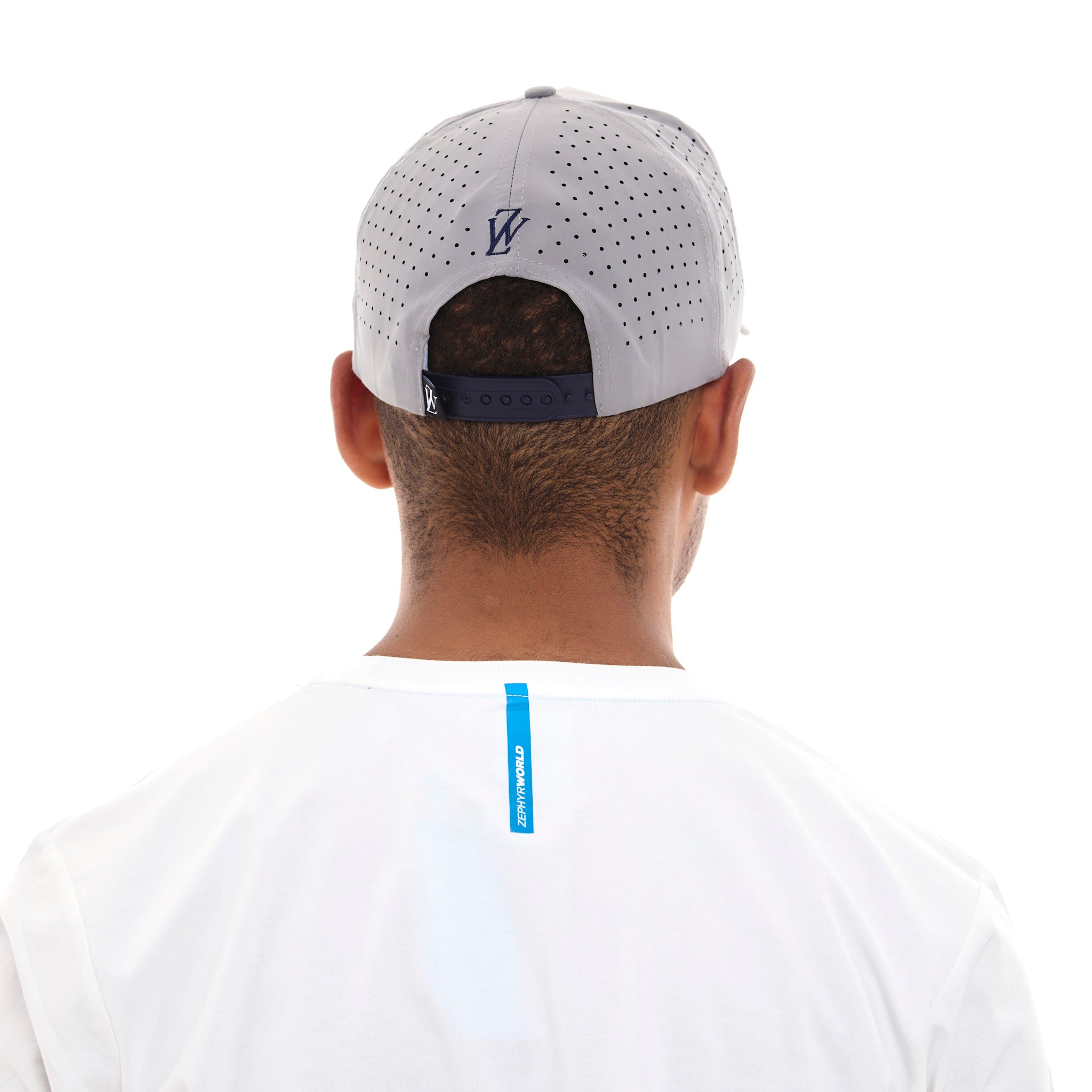 Zephyr World Laser Cap | Adjustable Snapback Grey with Blue Trims