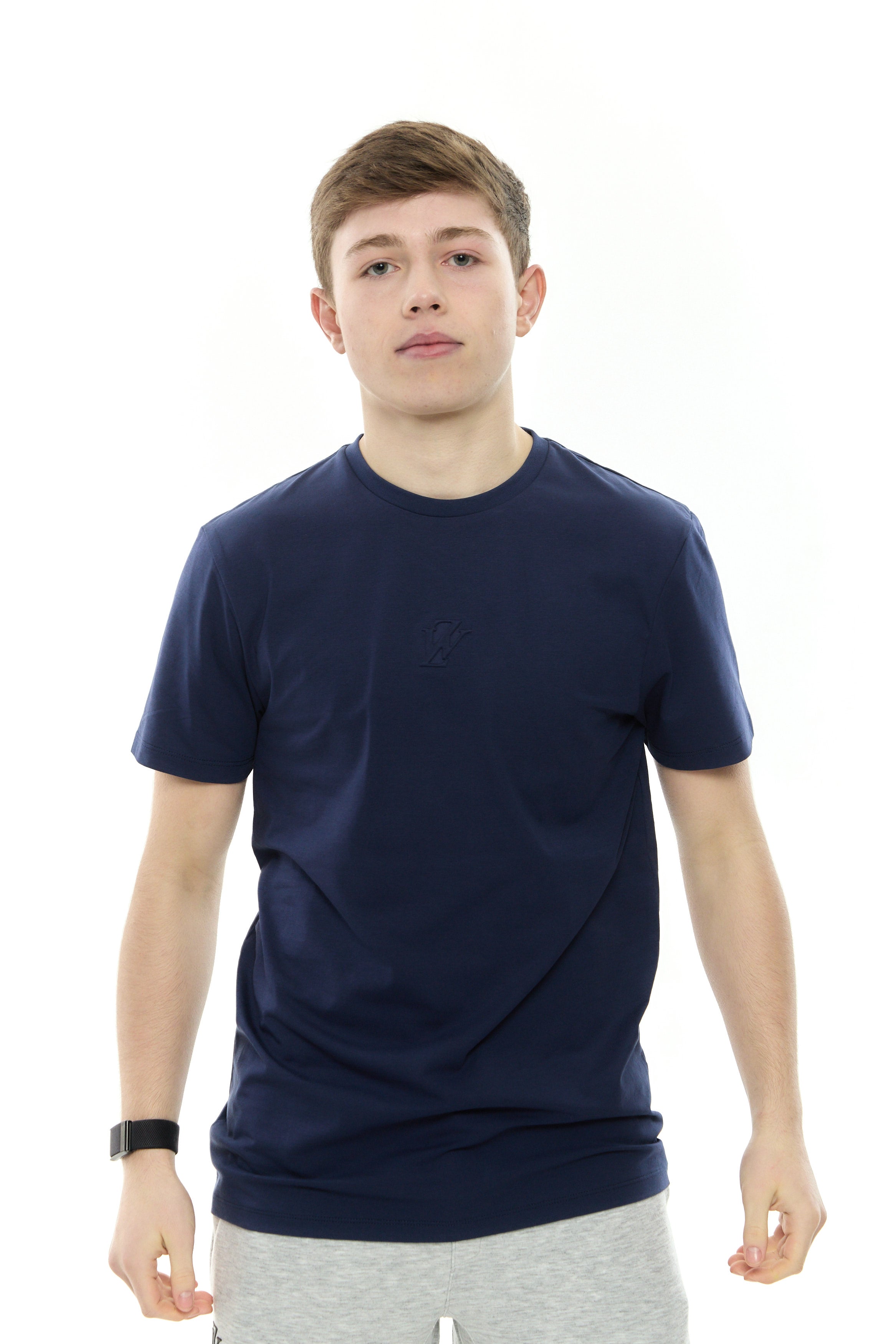 Zephyr Embossed Mens Tee | Blue Premium Cotton