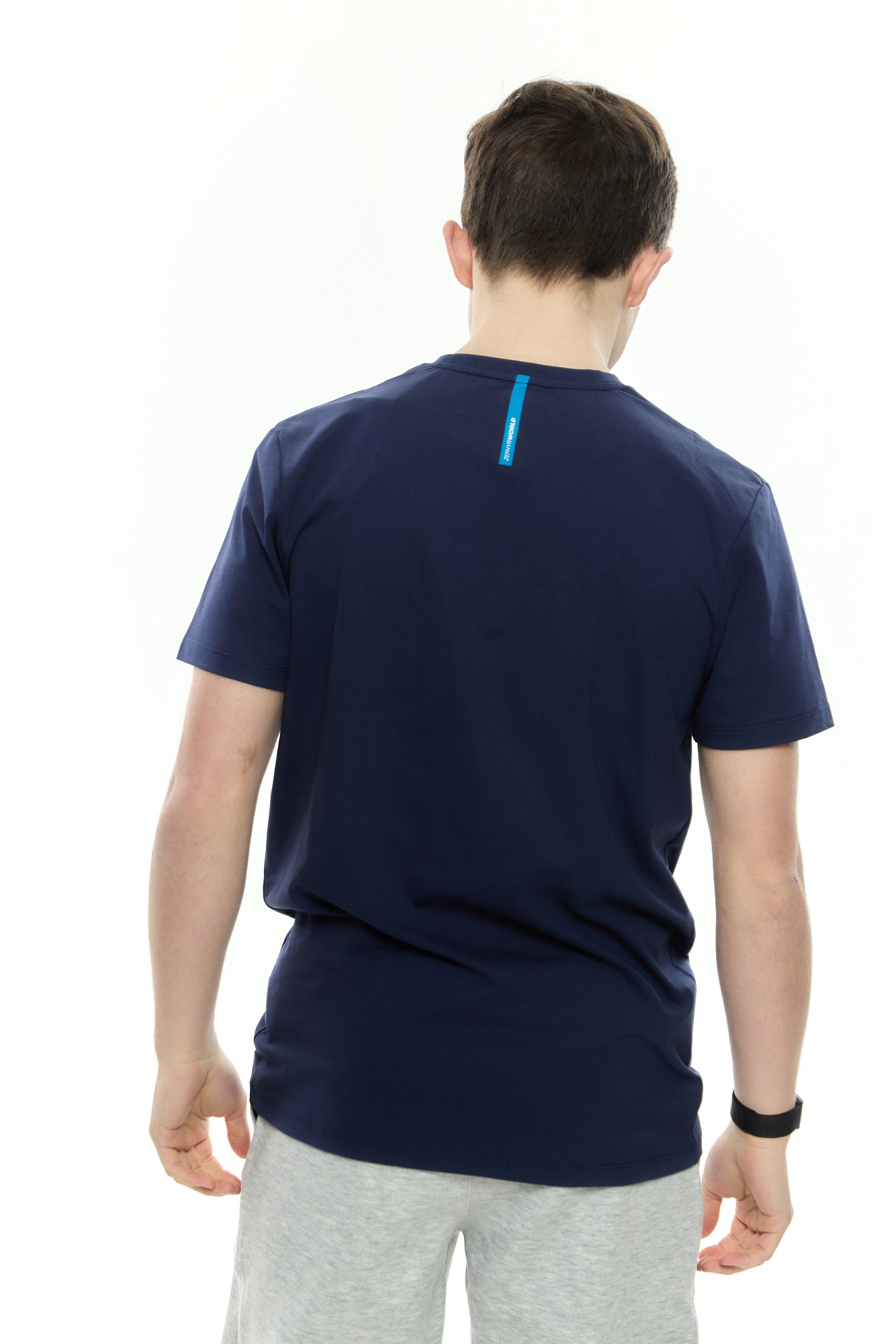Zephyr Embossed Mens Tee | Blue Premium Cotton