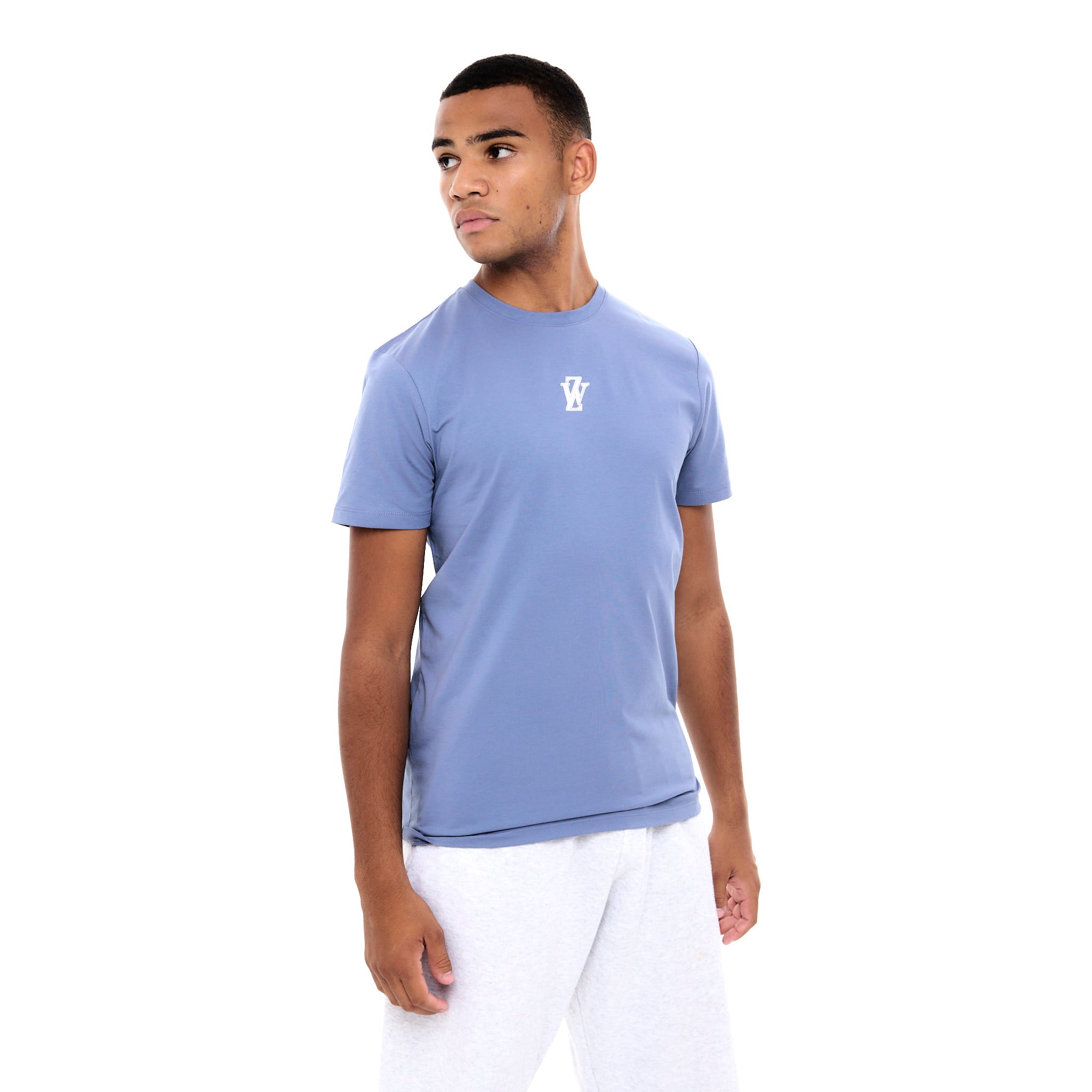 Zephyr Crest Mens T-Shirt | Steel Blue with White Trims