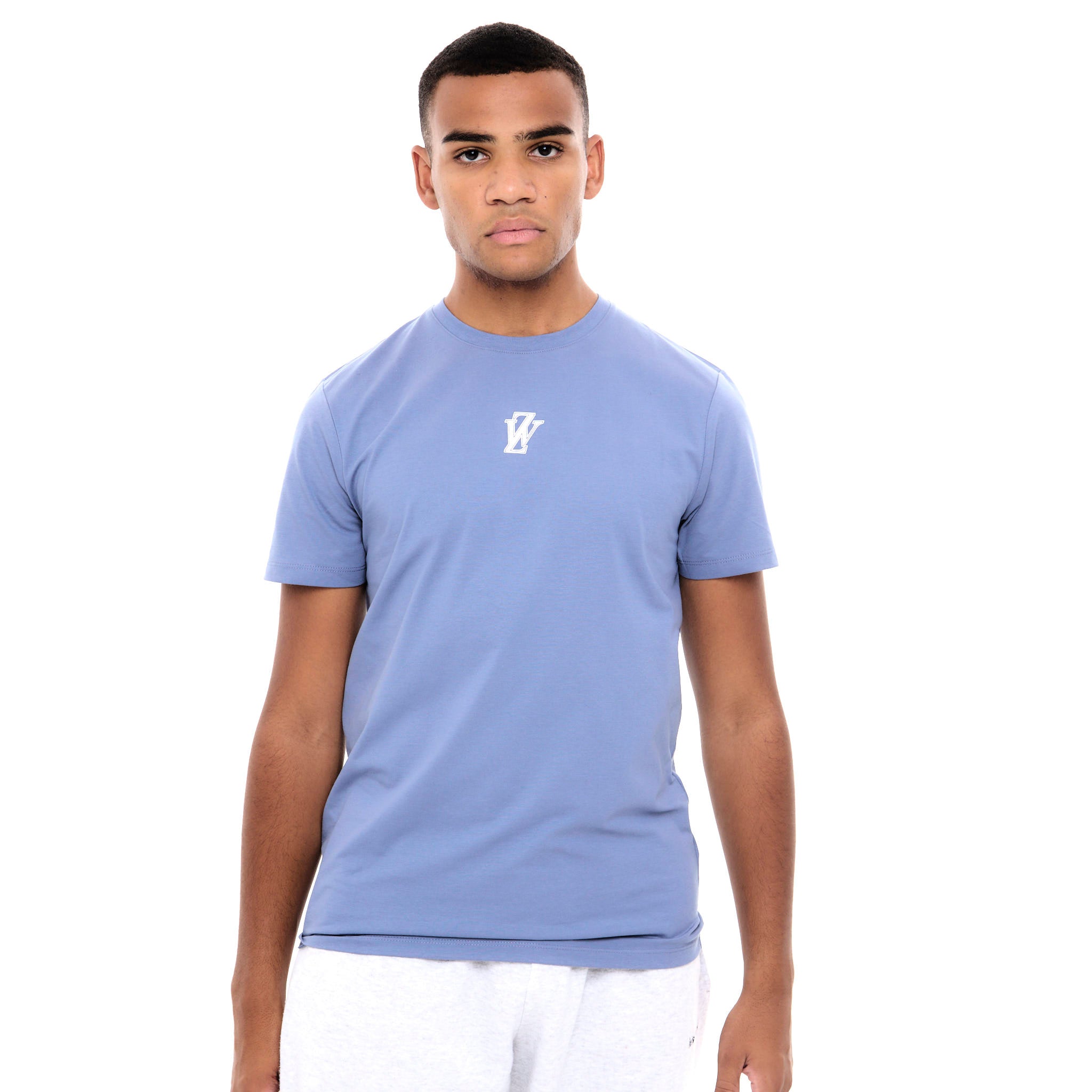 Zephyr Crest Mens T-Shirt | Steel Blue with White Trims
