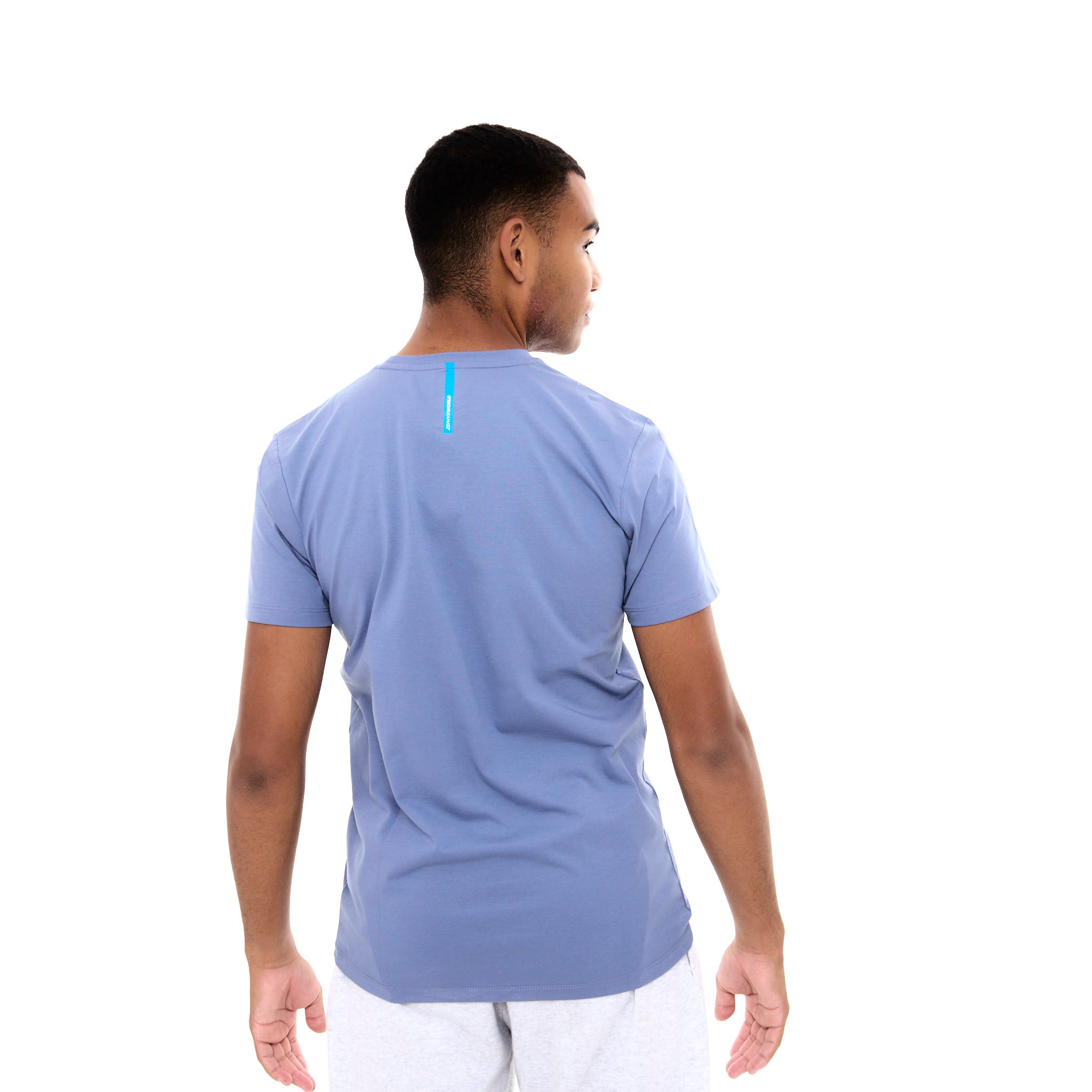 Zephyr Crest Mens T-Shirt | Steel Blue with White Trims