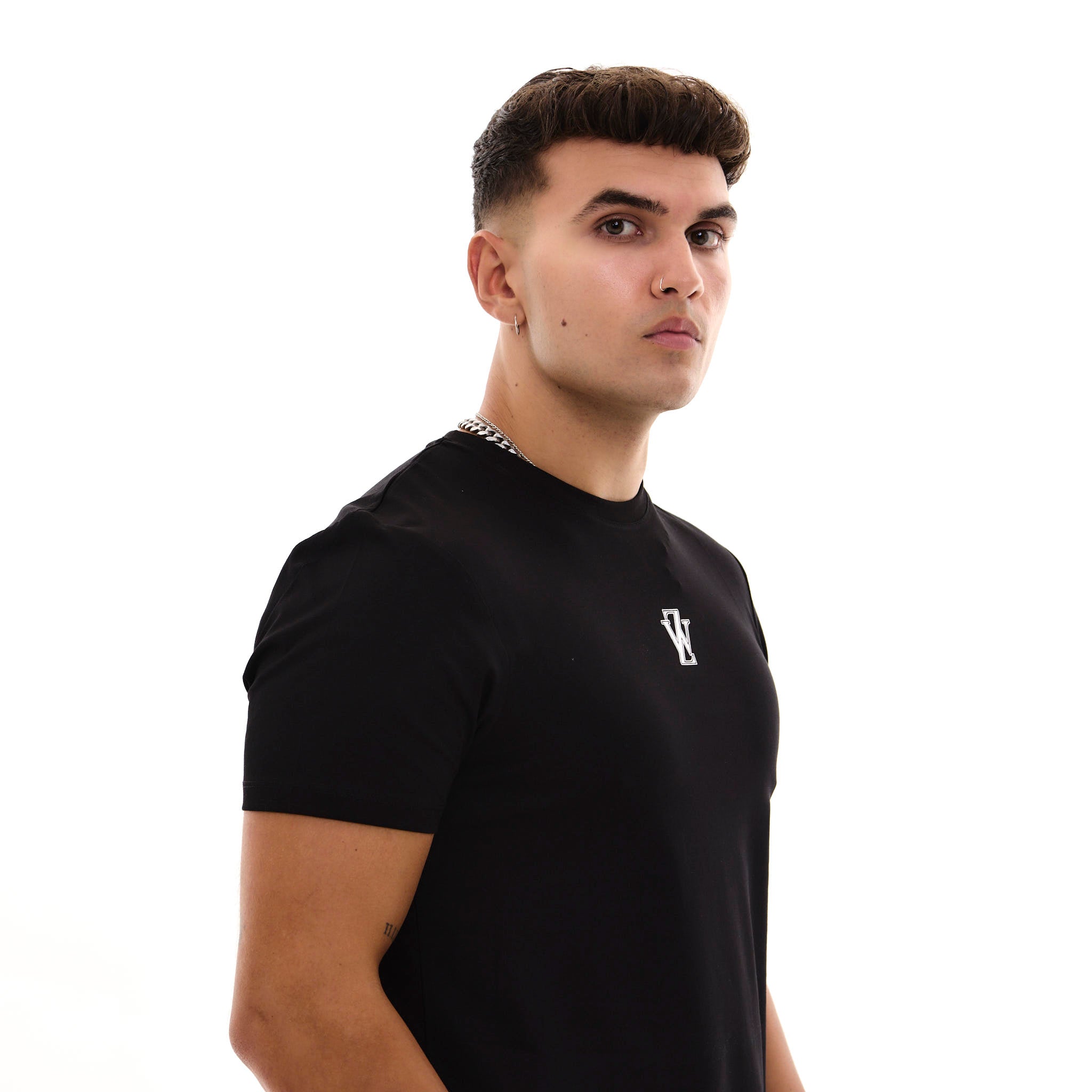 Zephyr Crest Mens T-Shirt | Black with White Trims