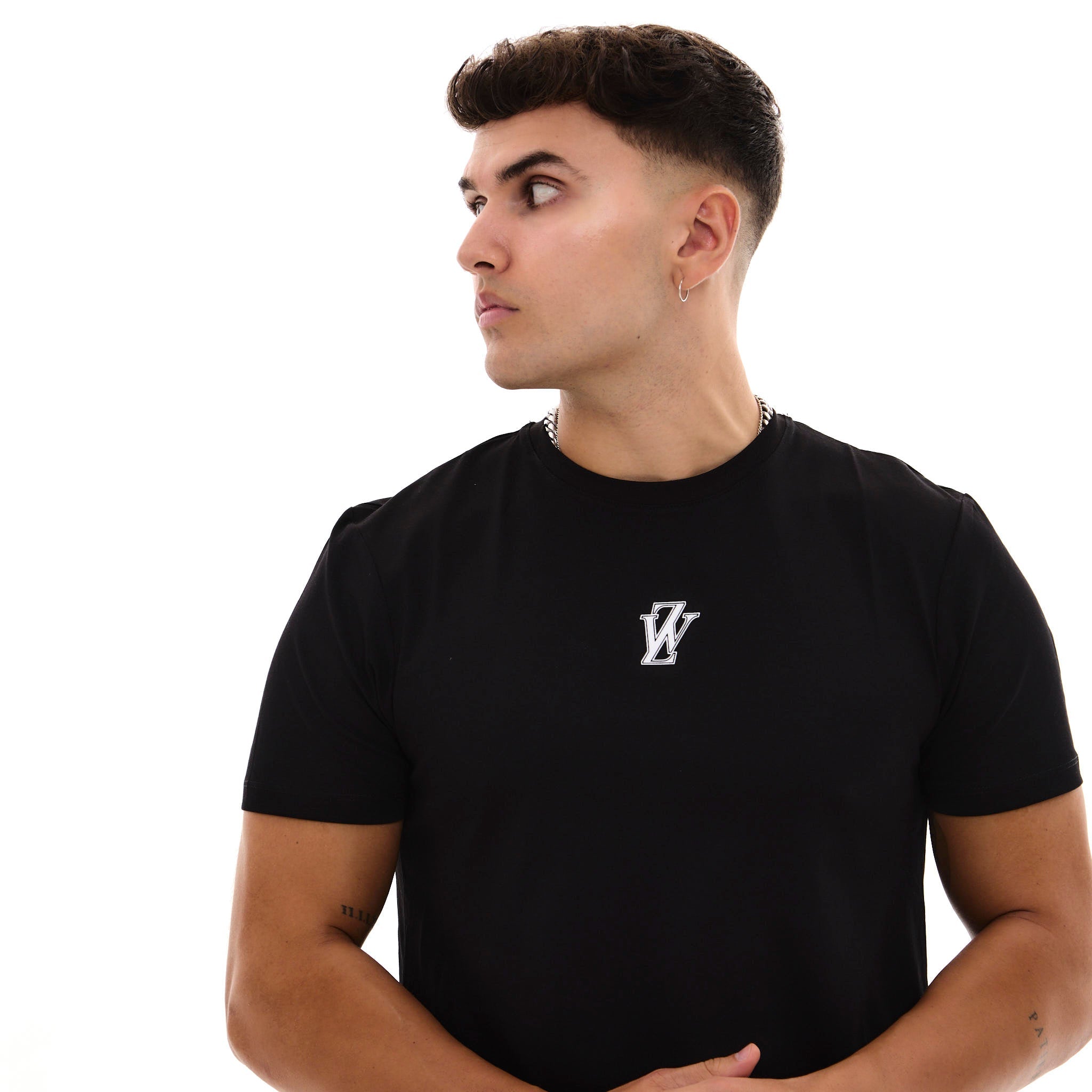 Zephyr Crest Mens T-Shirt | Black with White Trims