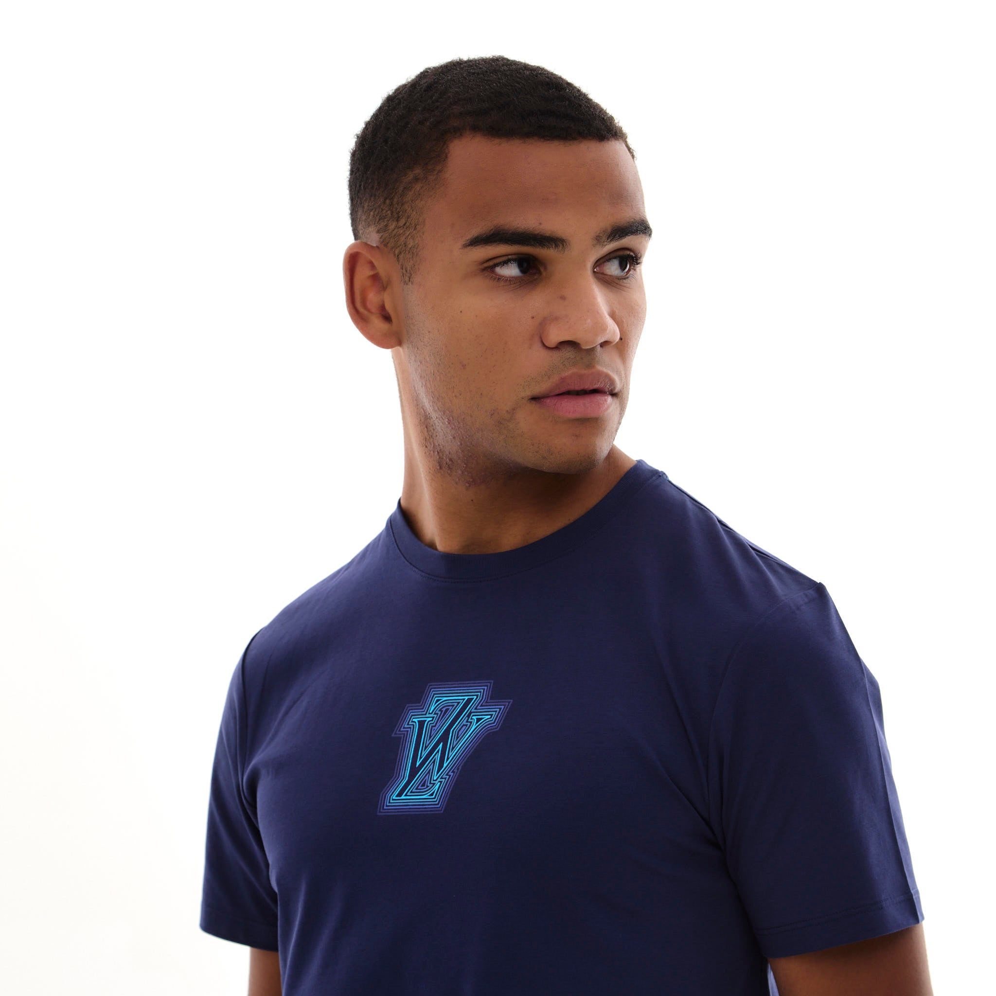 Zephyr Peak Mens T-Shirt | Navy Blue with Blue Trims