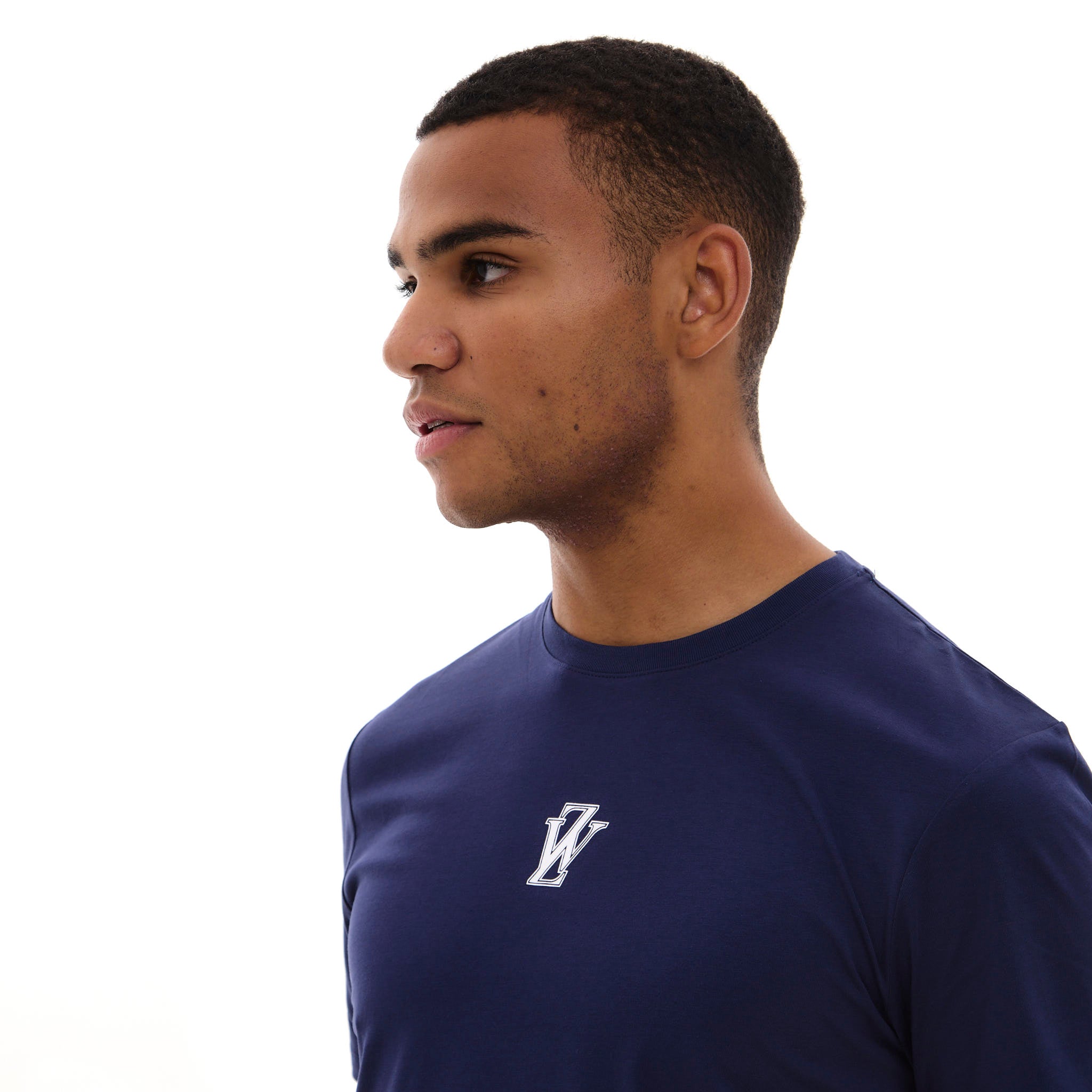 Zephyr Crest Mens T-Shirt | Navy Blue with White Trims