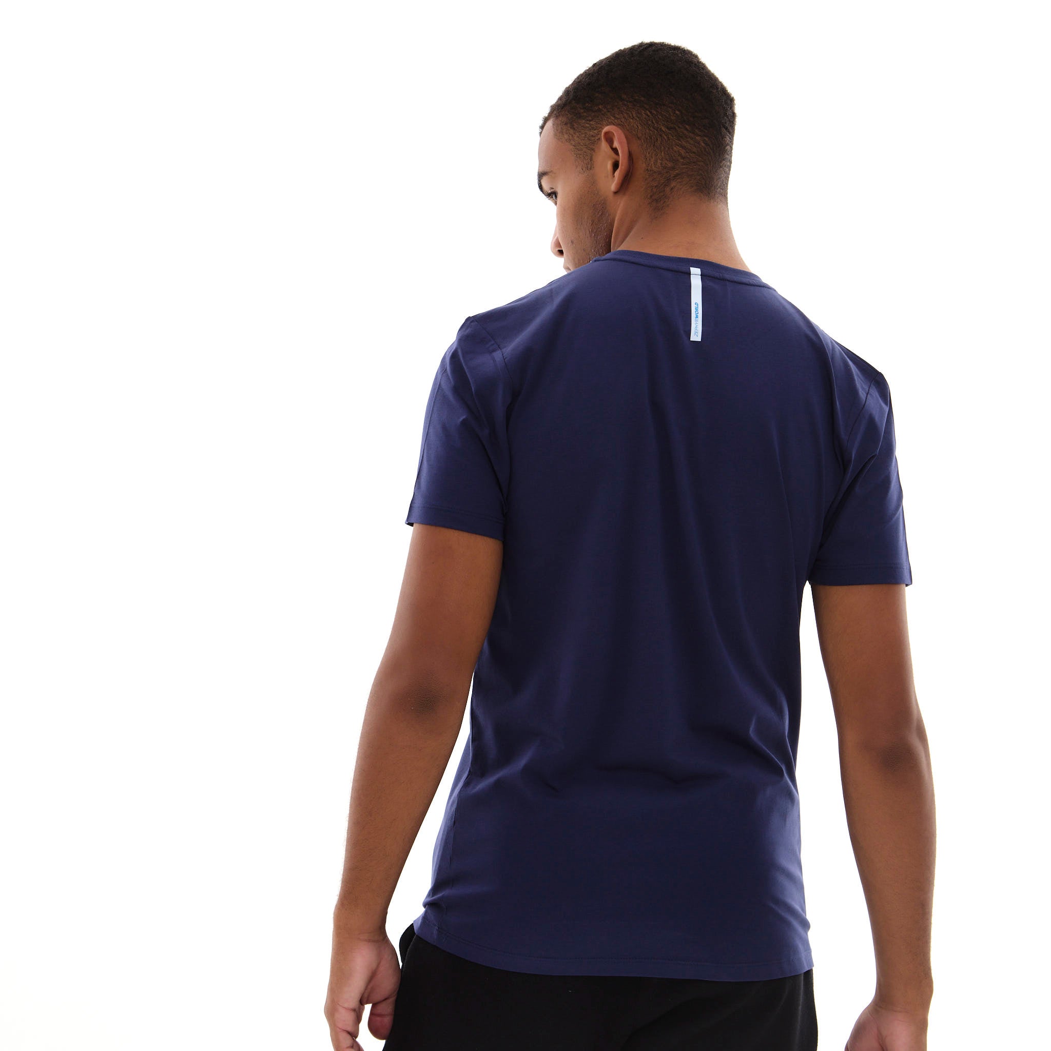 Zephyr Crest Mens T-Shirt | Navy Blue with White Trims