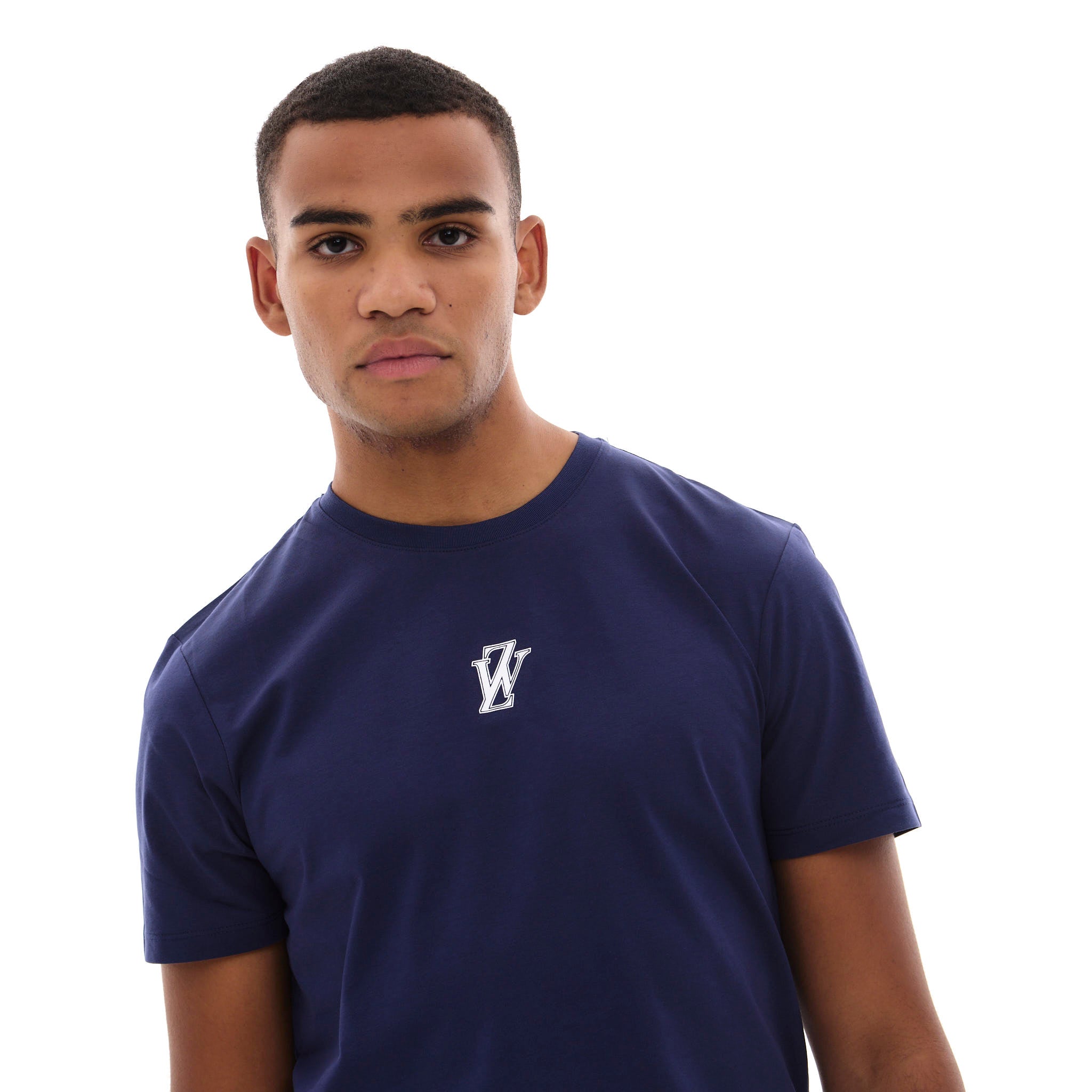 Zephyr Crest Mens T-Shirt | Navy Blue with White Trims