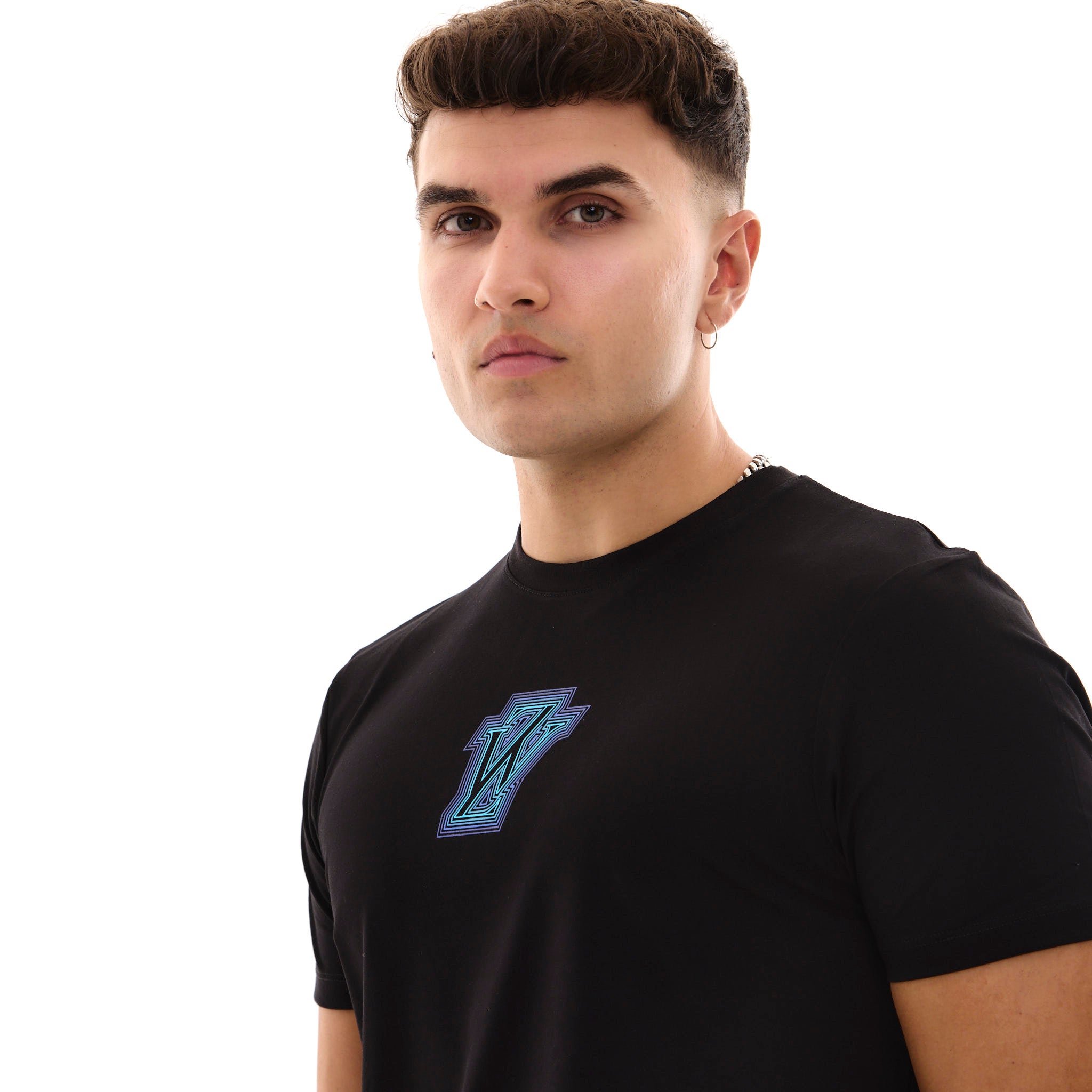 Zephyr Peak Mens T-Shirt | Black with Blue Trims