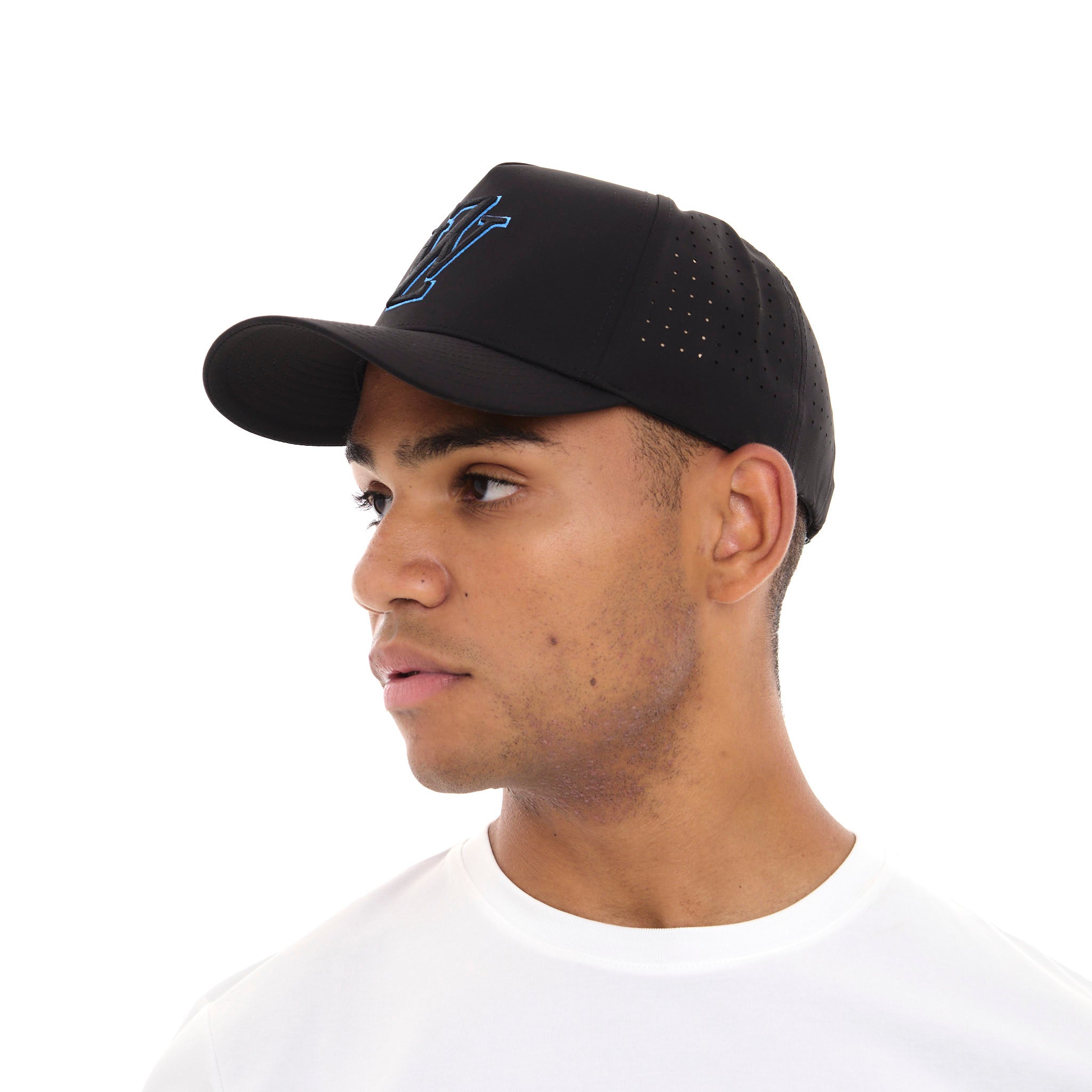 Zephyr World Laser Cap | Adjustable Snapback Black with Blue Trims