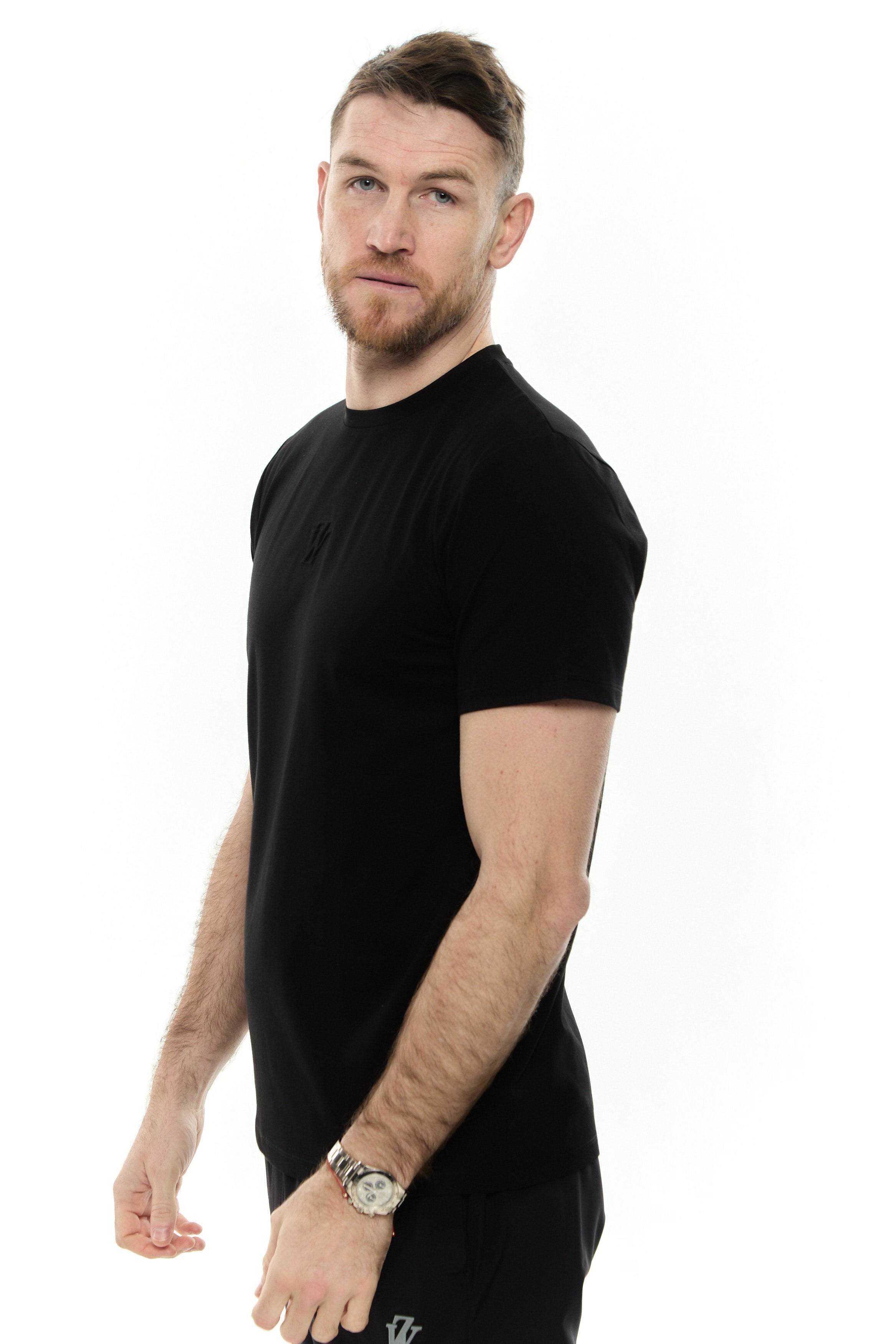 Zephyr Embossed Mens Tee | Black Premium Cotton